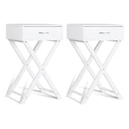 Costway 2 PCS Nightstand X-Shape Drawer Accent side End Table Modern