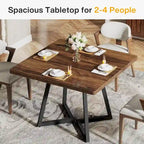 31.5 Inches Wood Square Dinner Table with Metal Base