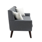 Tufted Linen/Cotton 2-Seater Sofa with Pillows