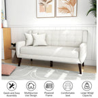 Tufted Linen/Cotton 2-Seater Sofa with Pillows
