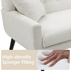 Tufted Linen/Cotton 2-Seater Sofa with Pillows