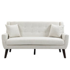 Tufted Linen/Cotton 2-Seater Sofa with Pillows