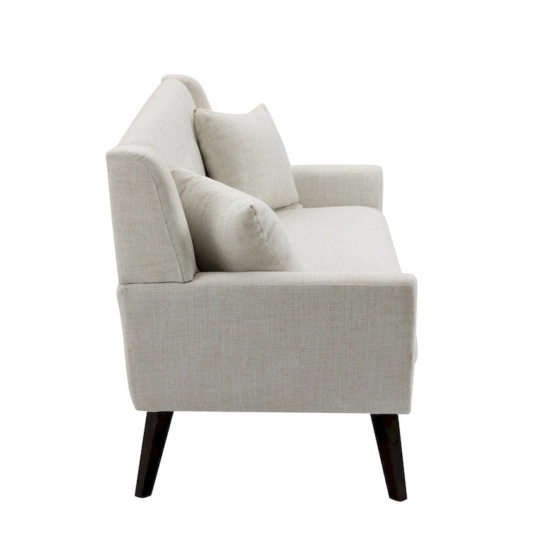 Tufted Linen/Cotton 2-Seater Sofa with Pillows