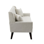 Tufted Linen/Cotton 2-Seater Sofa with Pillows