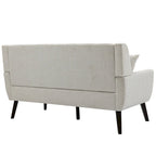 Tufted Linen/Cotton 2-Seater Sofa with Pillows