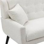 Tufted Linen/Cotton 2-Seater Sofa with Pillows