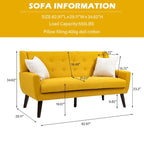Tufted Linen/Cotton 2-Seater Sofa with Pillows