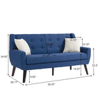 Tufted Linen/Cotton 2-Seater Sofa with Pillows