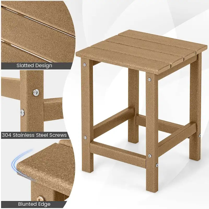 Gymax 2PCS 14 Patio Adirondack Side Table HDPE Square Weather