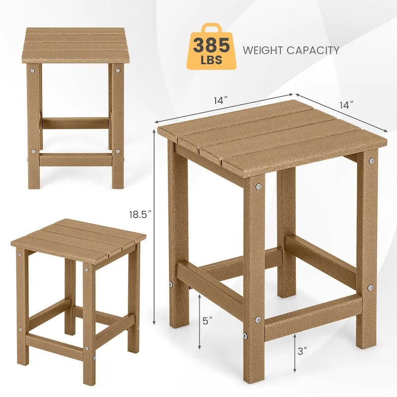 Gymax 2PCS 14 Patio Adirondack Side Table HDPE Square Weather