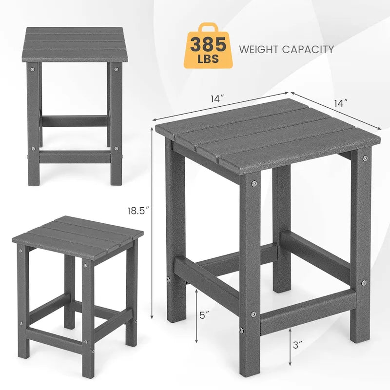 Gymax 2PCS 14 Patio Adirondack Side Table HDPE Square Weather