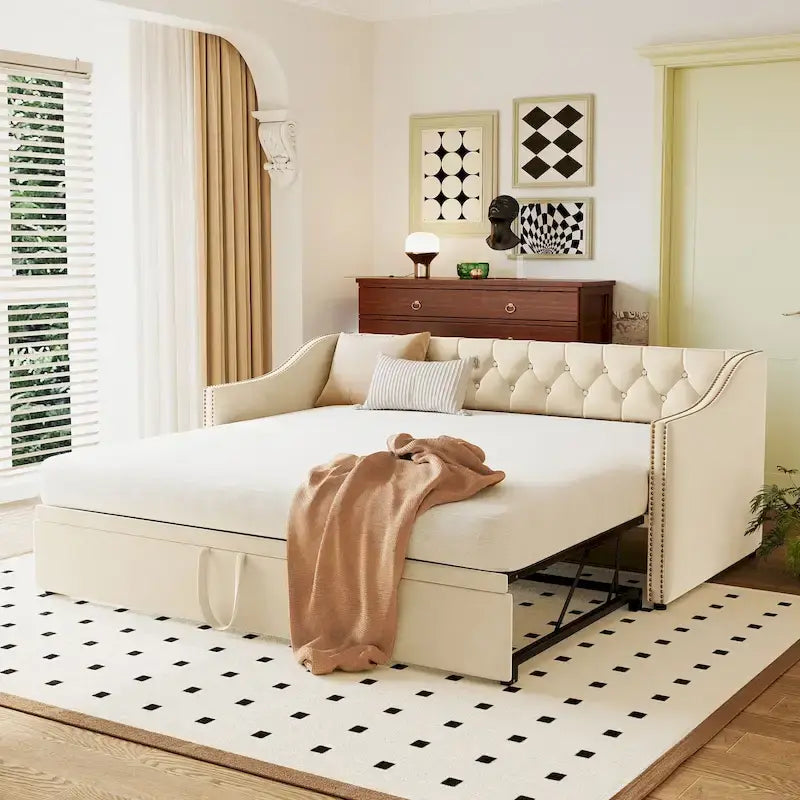 Modern Twin Size Daybed with Pop Up Trundle