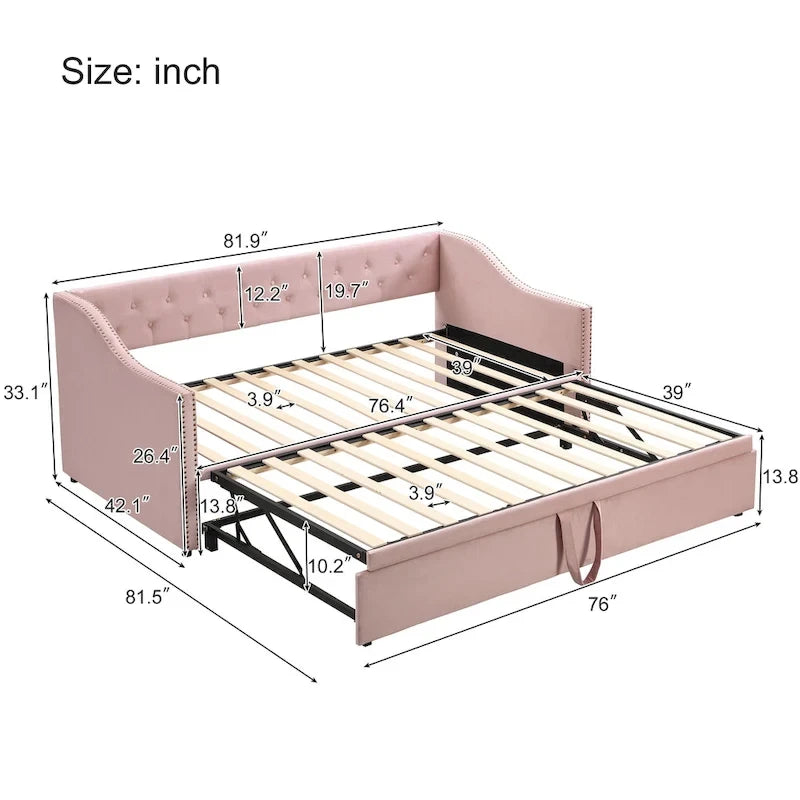 Modern Twin Size Daybed with Pop Up Trundle