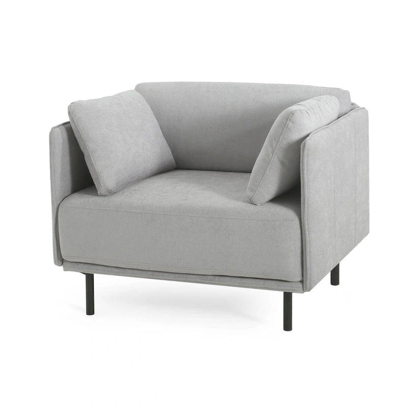 Modern 39.17 Upholstered Accent Chair with Solid Metal Legs and Pillow for Living Room