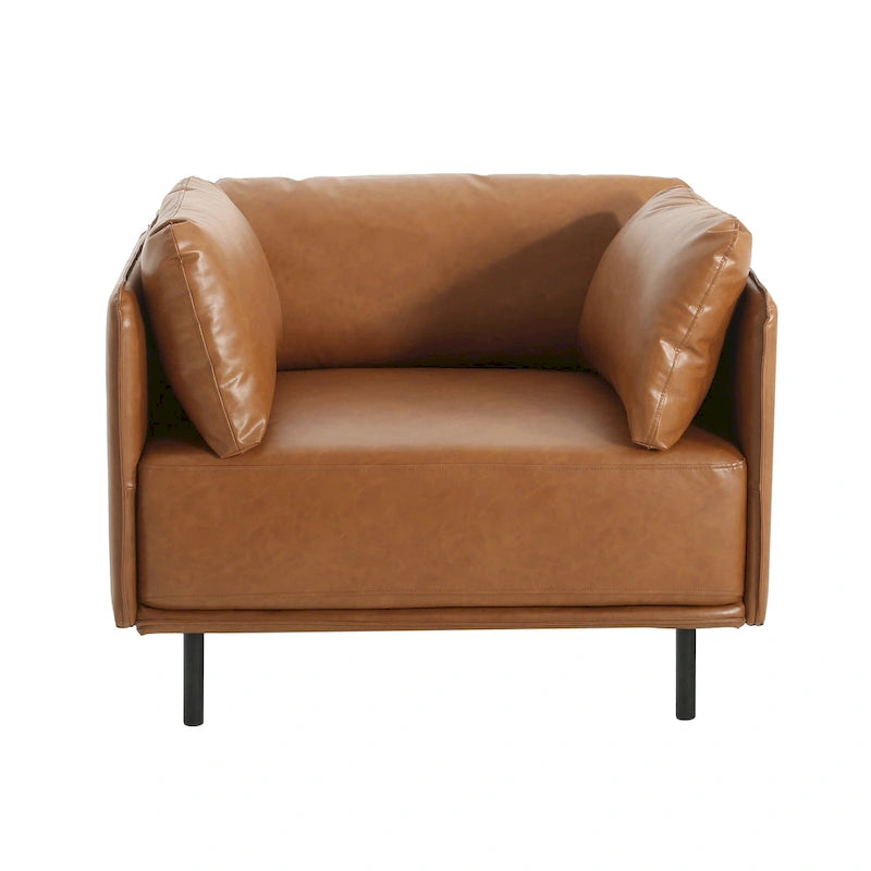 Modern 39.17 Upholstered Accent Chair with Solid Metal Legs and Pillow for Living Room
