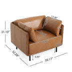 Modern 39.17 Upholstered Accent Chair with Solid Metal Legs and Pillow for Living Room