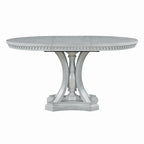 Antique Gray Retro 5-Piece Wooden Dining Table Set with Extendable Round Table & 4 Chairs