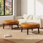 34.5 W Full-Grain Genuine Italian Leather Ottoman Set of 2