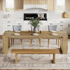 86.61 Inch Farmhouse Wood Dining Table for 6-8