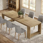 86.61 Inch Farmhouse Wood Dining Table for 6-8