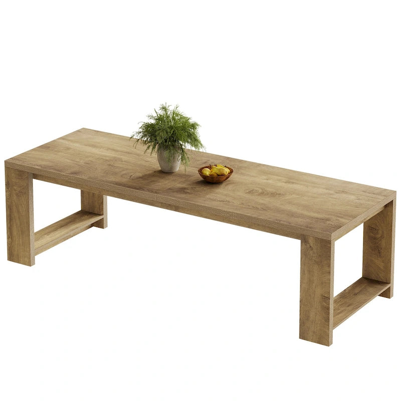 86.61 Inch Farmhouse Wood Dining Table for 6-8