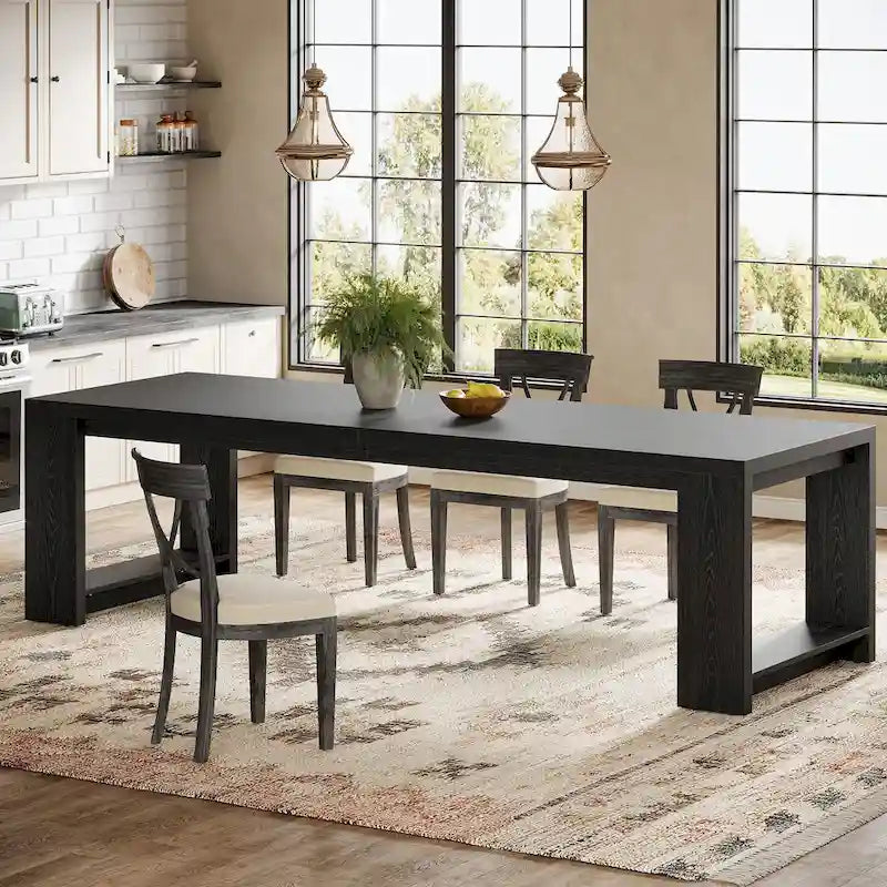 86.61 Inch Farmhouse Wood Dining Table for 6-8