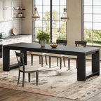 86.61 Inch Farmhouse Wood Dining Table for 6-8
