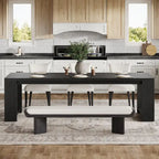 86.61 Inch Farmhouse Wood Dining Table for 6-8