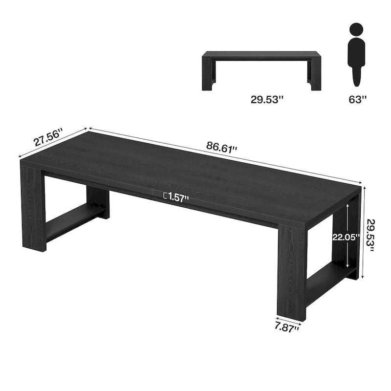 86.61 Inch Farmhouse Wood Dining Table for 6-8