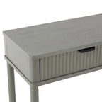 Wood 2 Drawer Console Table with Black Handle and Ribbed Front - Gray