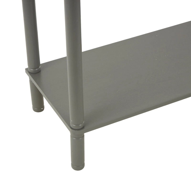 Wood 2 Drawer Console Table with Black Handle and Ribbed Front - Gray