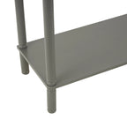 Wood 2 Drawer Console Table with Black Handle and Ribbed Front - Gray
