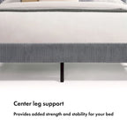 Modern Velvet Upholstered Platform Bed with Channel Headboard and Wooden Slats