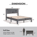 Modern Velvet Upholstered Platform Bed with Channel Headboard and Wooden Slats