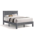 Modern Velvet Upholstered Platform Bed with Channel Headboard and Wooden Slats
