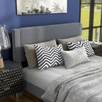 Modern Velvet Upholstered Platform Bed with Channel Headboard and Wooden Slats
