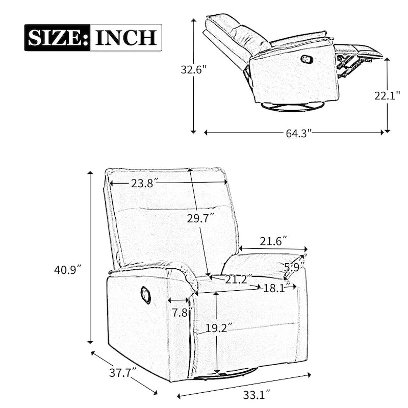 360 Degree Swivel Manual Recliner Chair