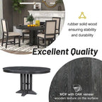 TREXM Farmhouse Dining Table Extendable Round Table for Kitchen and Dining Room