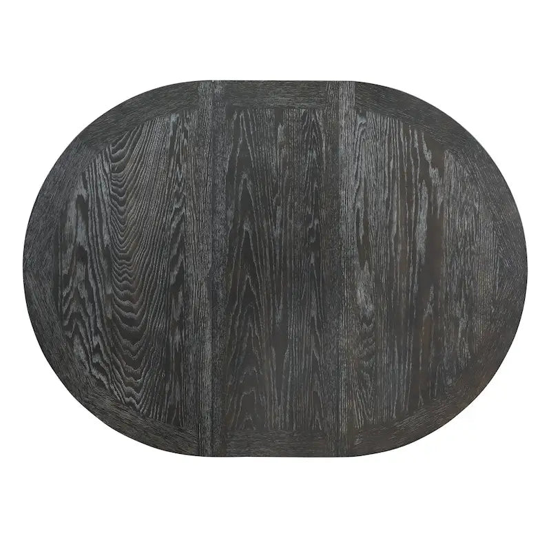 TREXM Farmhouse Dining Table Extendable Round Table for Kitchen and Dining Room