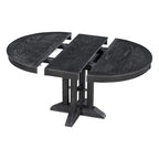 TREXM Farmhouse Dining Table Extendable Round Table for Kitchen and Dining Room