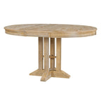 TREXM Farmhouse Dining Table Extendable Round Table for Kitchen and Dining Room