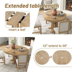 TREXM Farmhouse Dining Table Extendable Round Table for Kitchen and Dining Room
