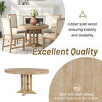 TREXM Farmhouse Dining Table Extendable Round Table for Kitchen and Dining Room