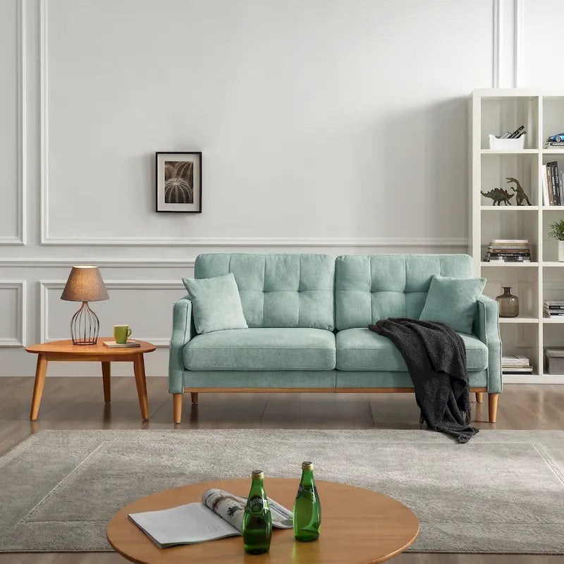 Upholstered Sofa with Waterproof Fabric and USB Port - 32.30 x 70.10 x 35.03
