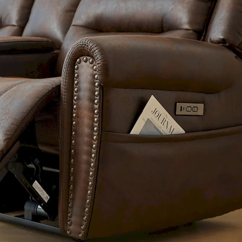 Power Sofa Loveseat Recliner Adjustable Headrest High Back Nailhead