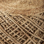 Mercana Allium Brown Woven Wool Round Pouf