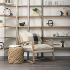 Mercana Allium Brown Woven Wool Round Pouf