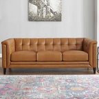Hydeline Arvo Top Grain Leather Sofa Loveseat and Chair Set with Feather, Memory Foam and Springs