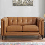 Hydeline Arvo Top Grain Leather Sofa Loveseat and Chair Set with Feather, Memory Foam and Springs