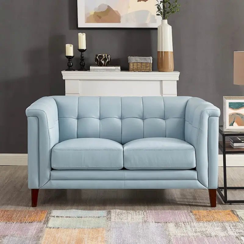 Hydeline Arvo Top Grain Leather Sofa Loveseat and Chair Set with Feather, Memory Foam and Springs